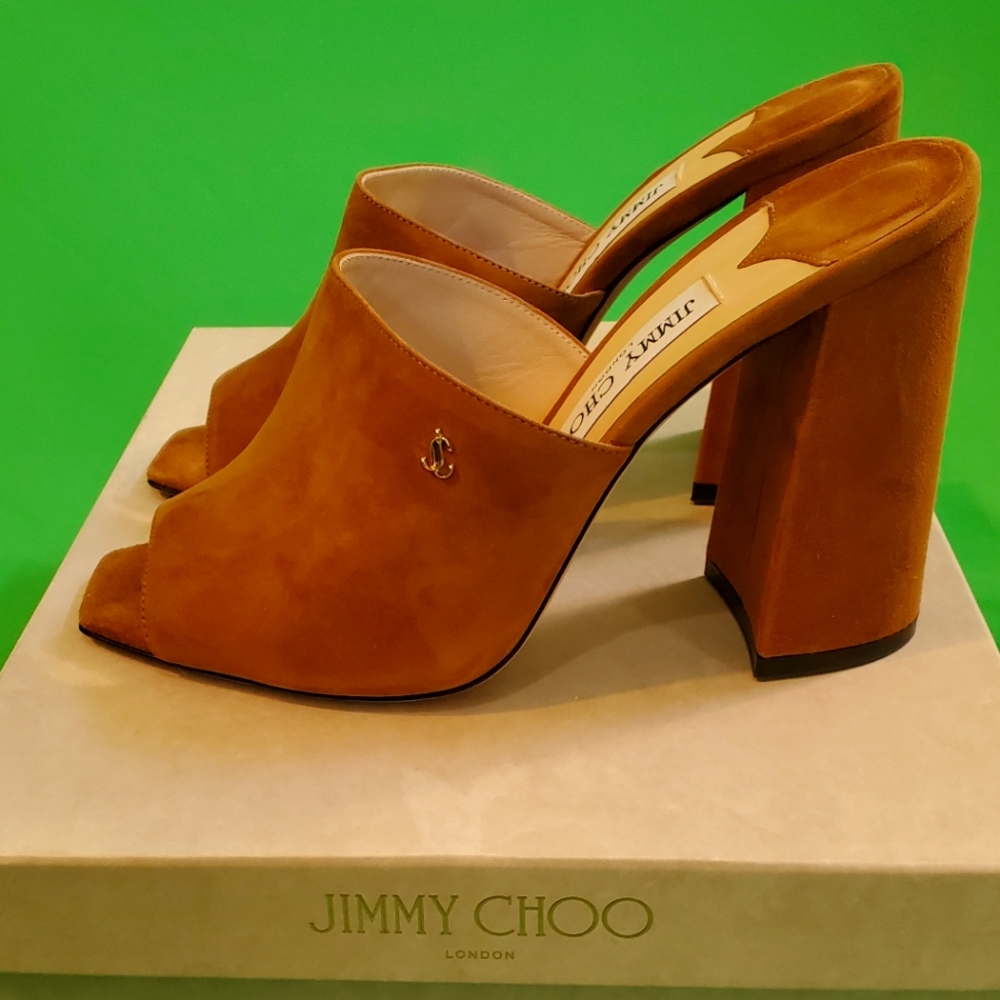 Jimmy Choo BAIA 100 Tan Suede Mules